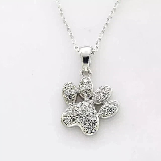 2.3CT Round Cut Lab Created Diamond Women Dog Paw Pendant 14k White Gold Plated