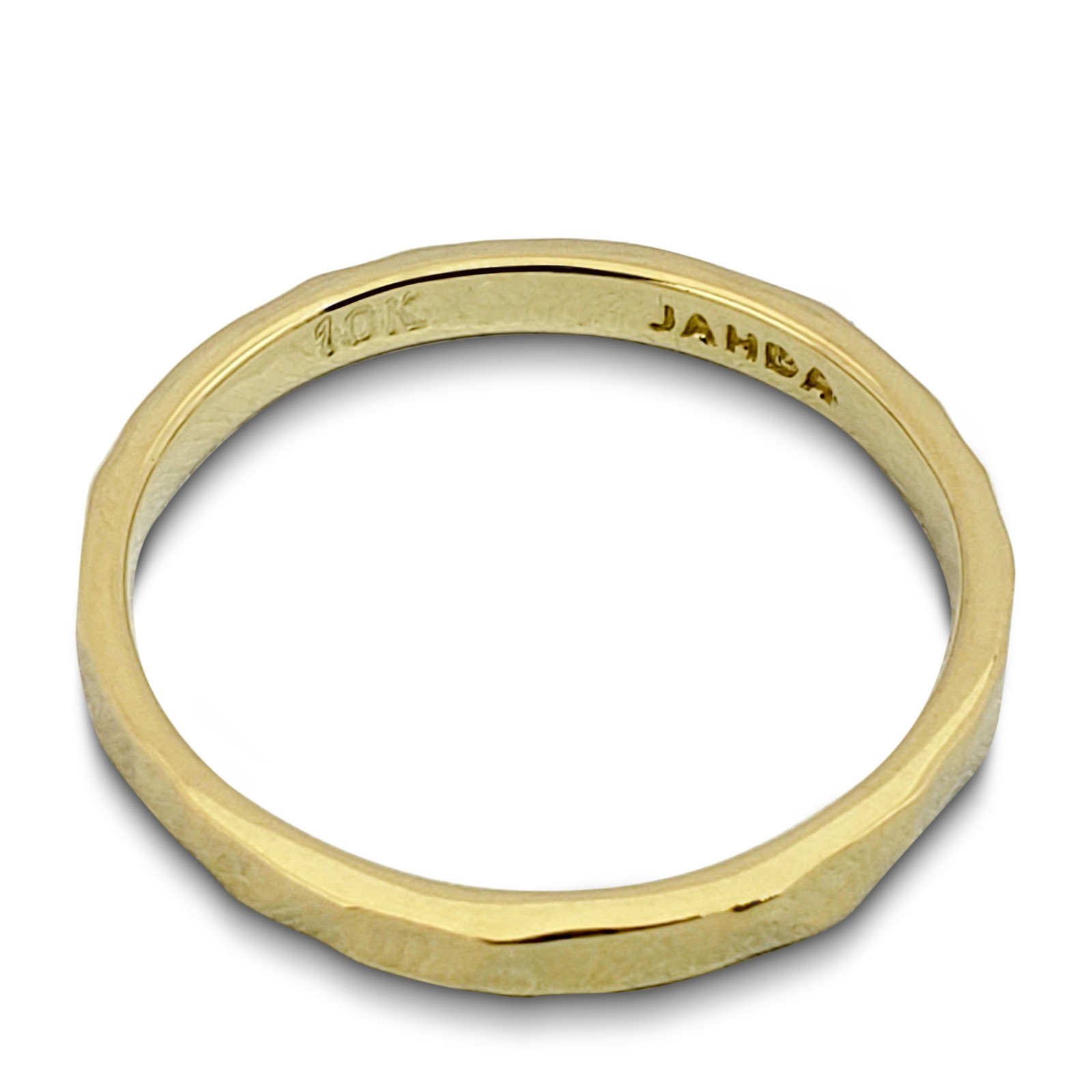 Solid 10K Yellow Gold Hammered Ring 2mm Sizes 1 – 12 Midi Faceted Stack Band