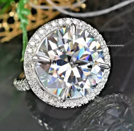 2.00Ct Round Cut Lab Created Diamond Halo Wedding Ring 14K Gold Plated Silver