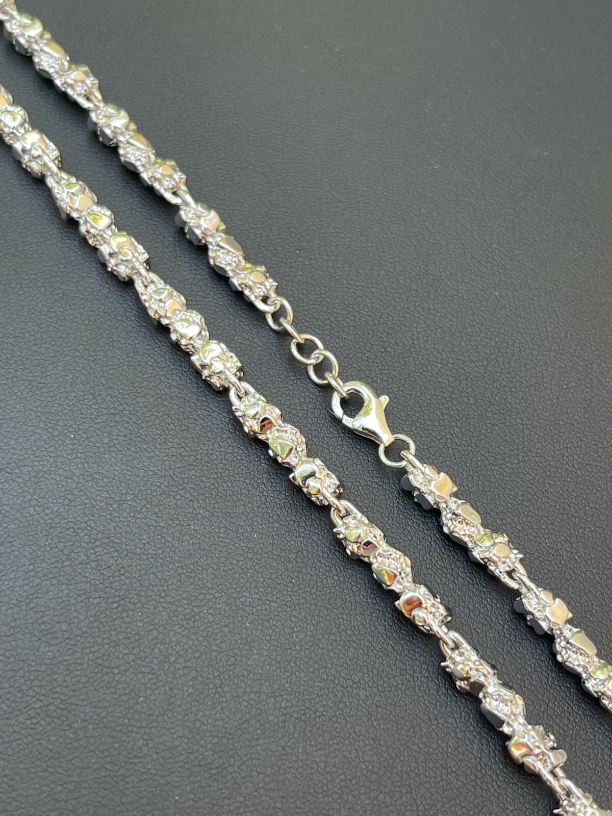 Custom Handmade Solid 925 Sterling Silver Nugget Link Chain Necklace 5mm 18-30″