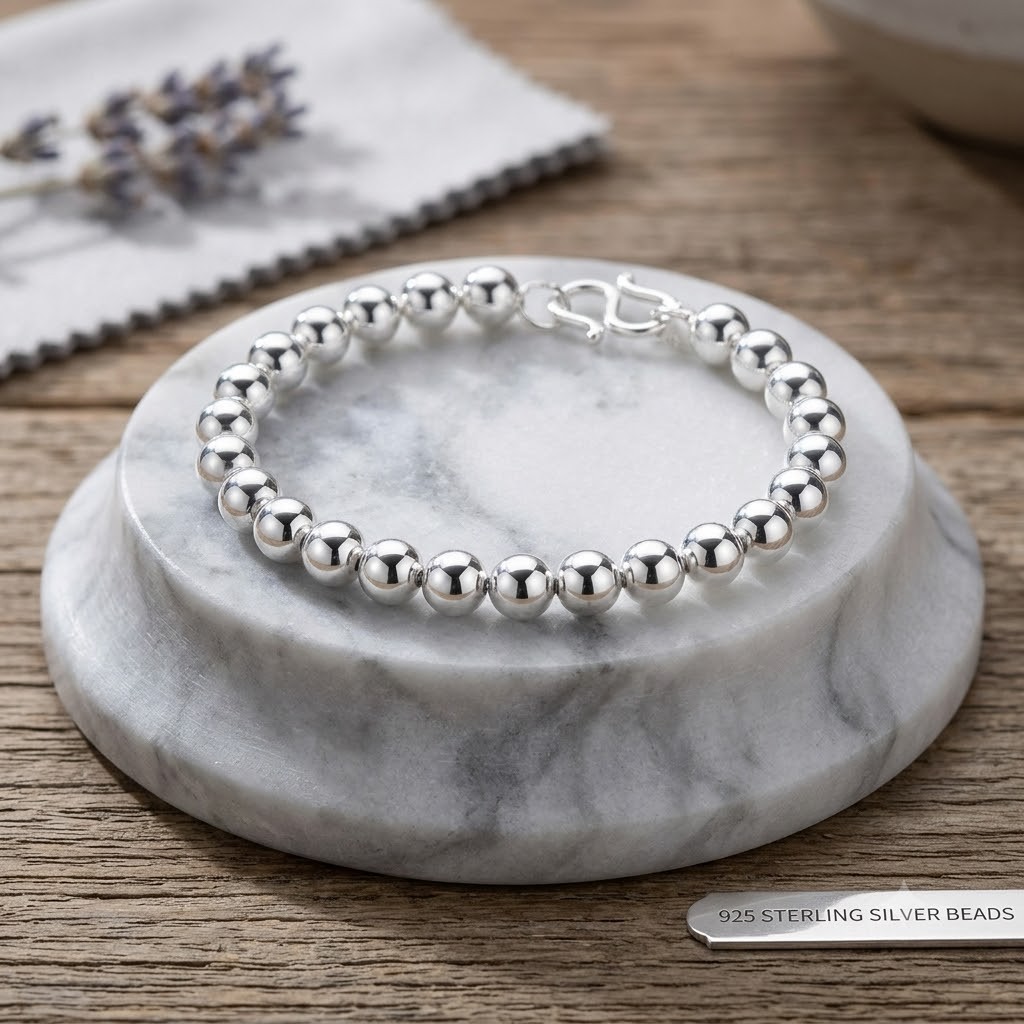 925 Sterling Silver Transfer Bead Bracelet Anklet Chain for Women Fine Jewelry