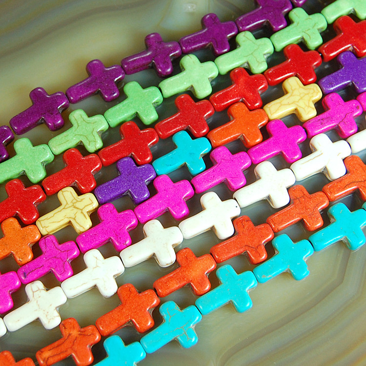 15.5inches 12x15mm Red,White,Green,Blue,Etc Turquoise Cross Beads Pick Color