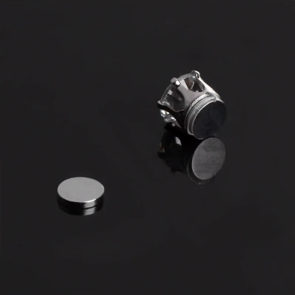 Men Women Stainless Steel Magnetic Stud Earrings Non-Piercing Cubic Zirconia E39