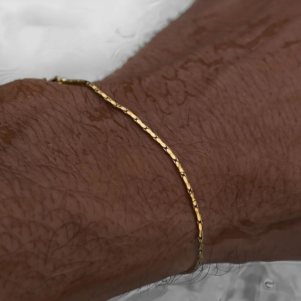 2 Colors Men Women 18K Gold Plated Thin Fancy Chain Bracelet Bangle 3 Lengths