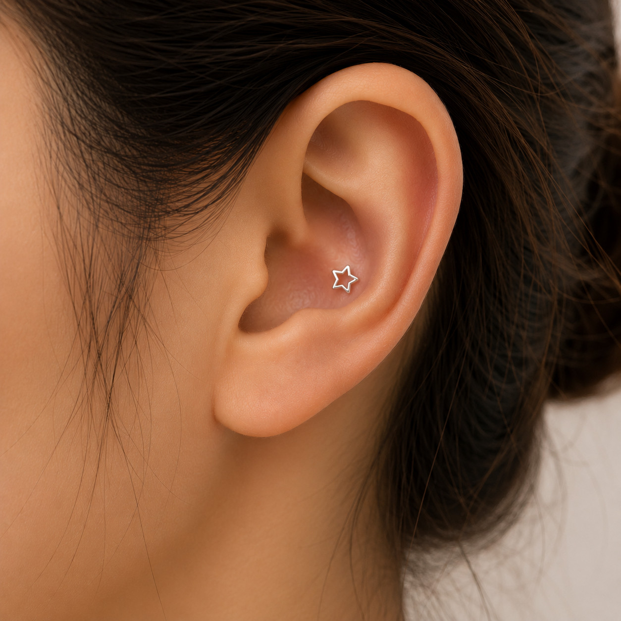Sterling Silver cut out star Stud Earrings, tiny Stud Earrings, Children Earring