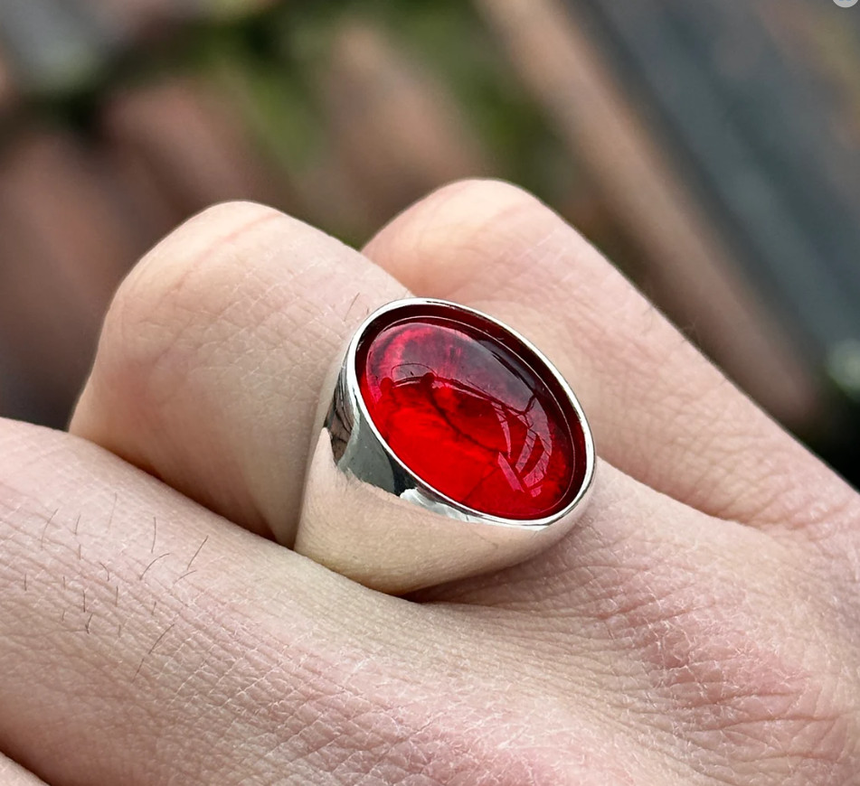 Genuine Red Ruby Men’s Ring Silver Signet Ring For Boys Birthday Gift Ruby Ring