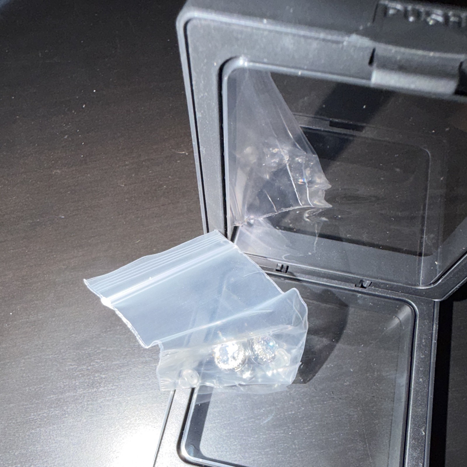 Black Square Plastic Hinged Jewelry Box w/ Clear Window, Foam Lined 2x2x2″