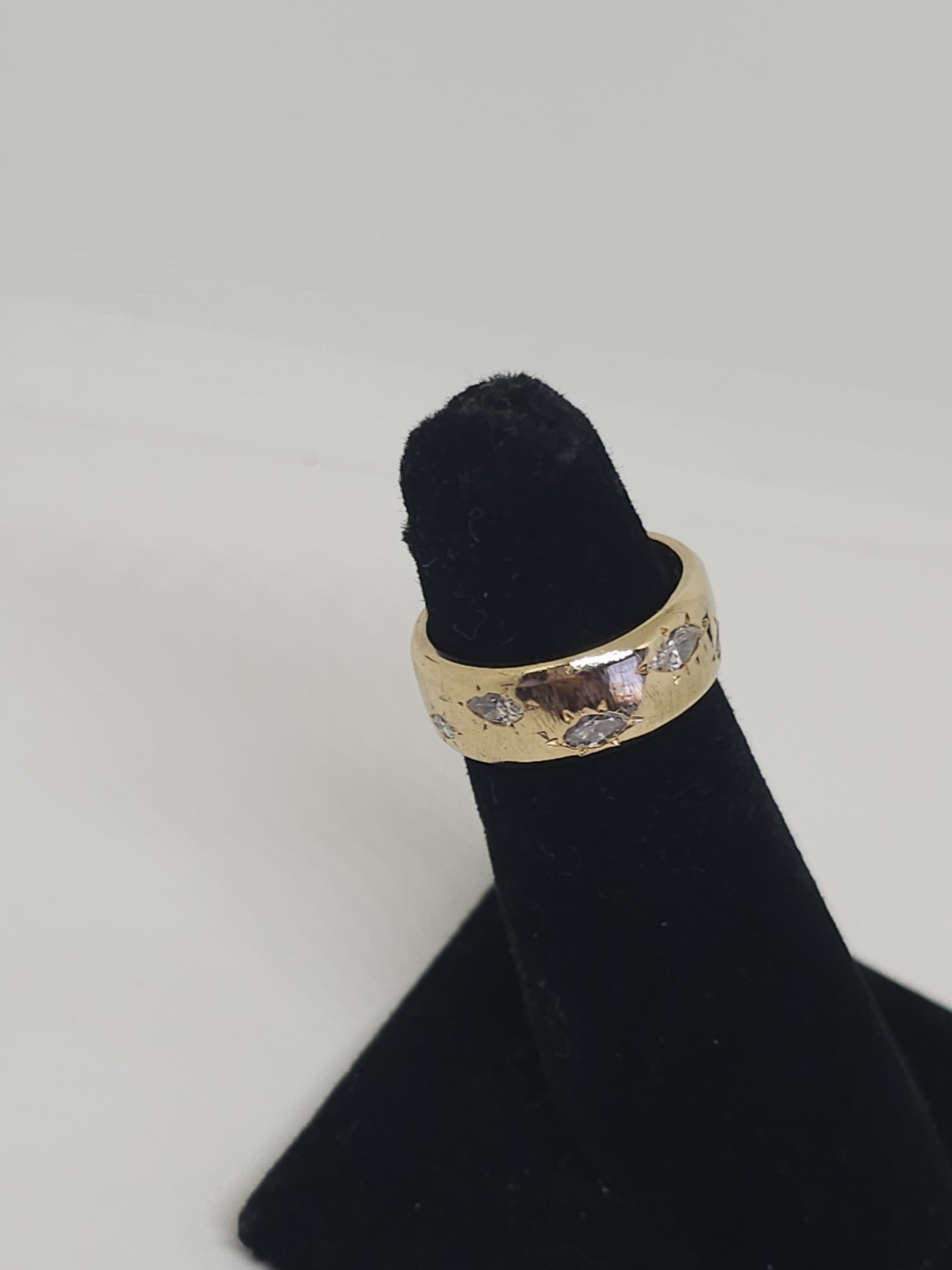 Custom Design 14k Yellow Gold 7.8 mm Wide Marquise Diamond Band 1ctw Size 5
