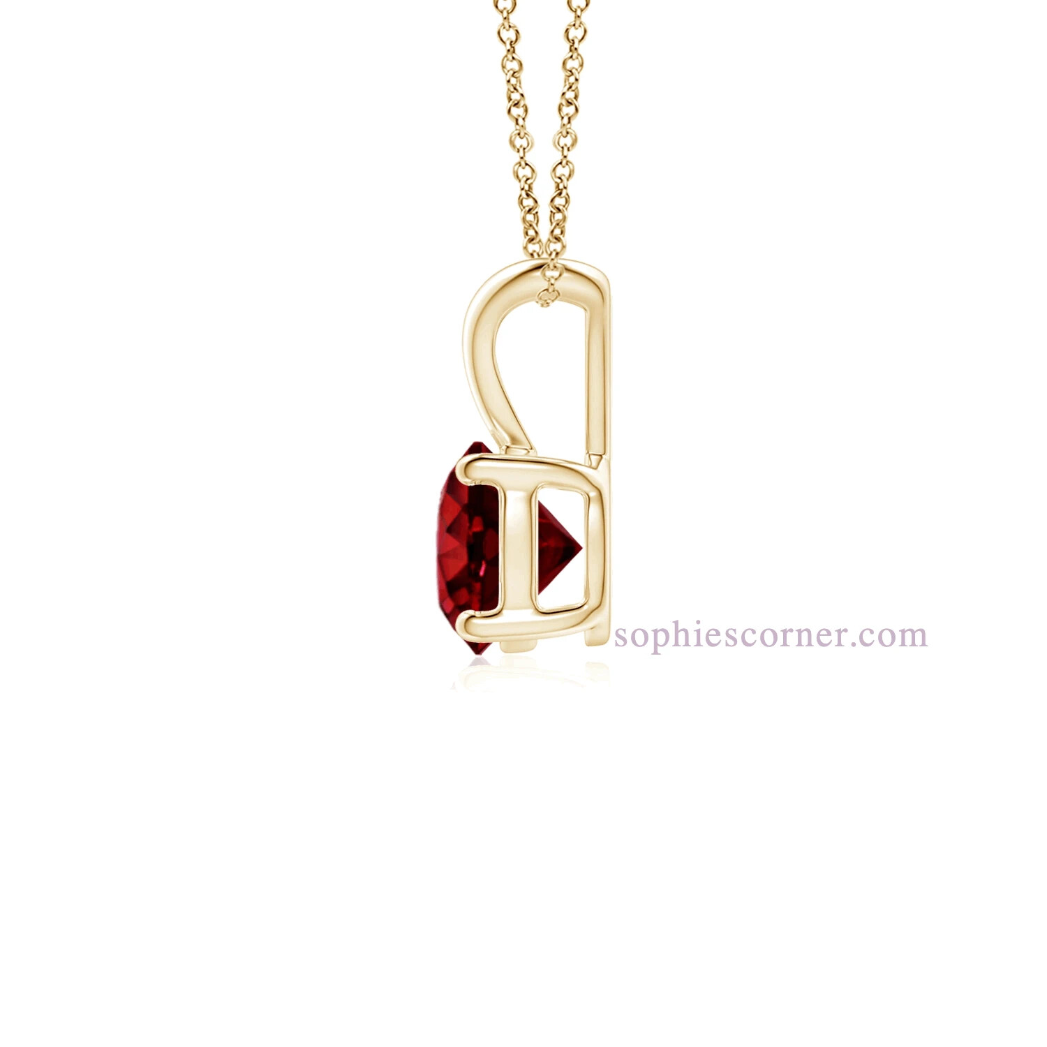 1.25 ct. Genuine Ruby Solitaire Pendant Necklace – Yellow Gold plated Silver