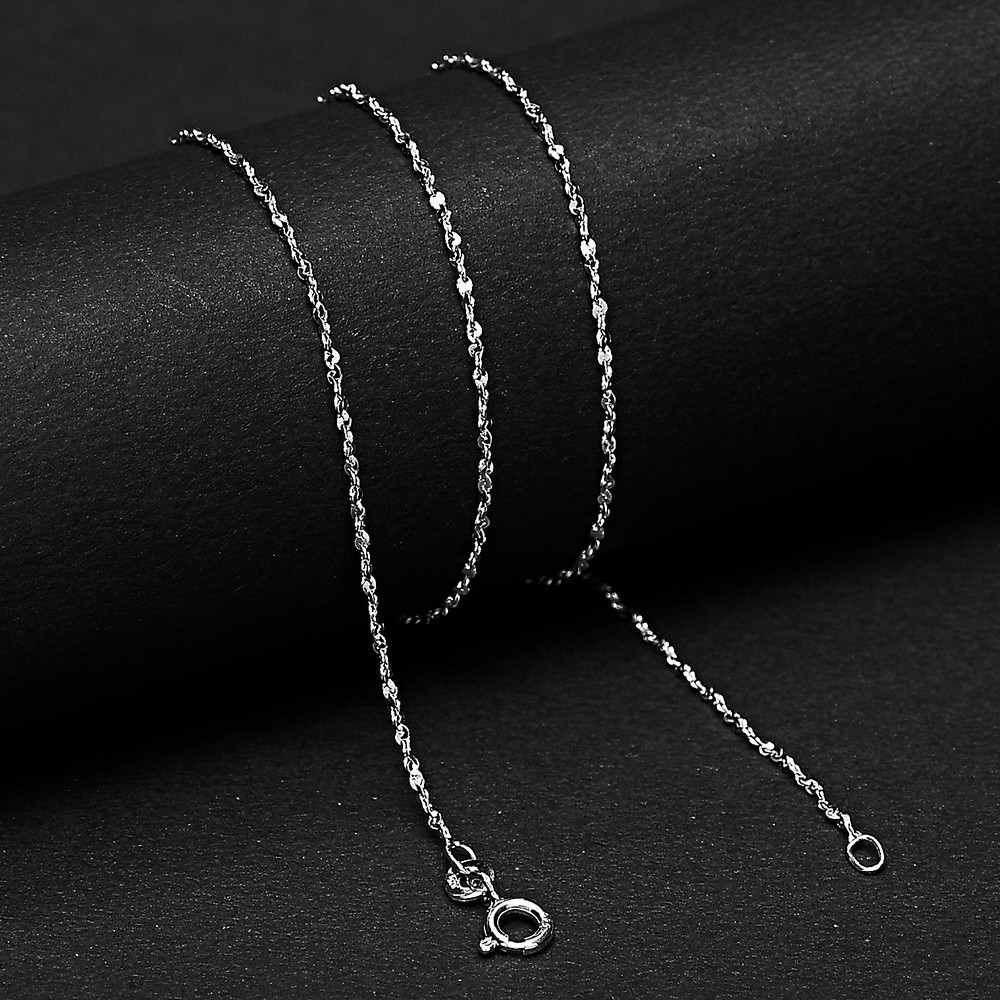 18″ Sterling Silver Singapore Chain Necklace – Twisted, Shiny & Elegant DGC1037