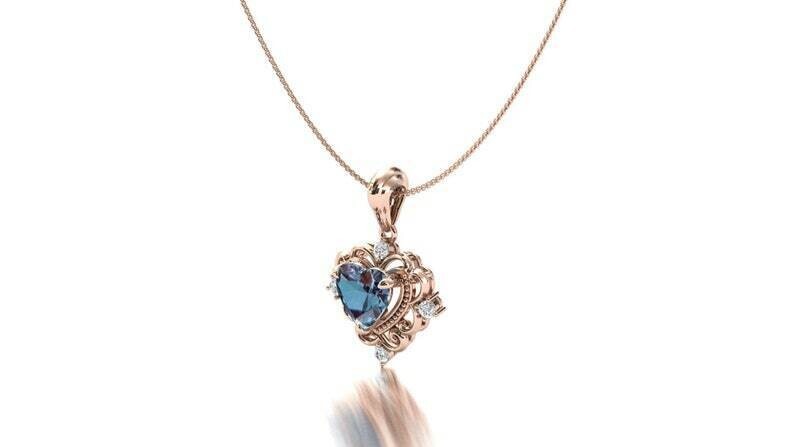 3Ct Heart Lab Created Alexandrite Diamond Beautiful Pendant 14K Rose Gold Finish