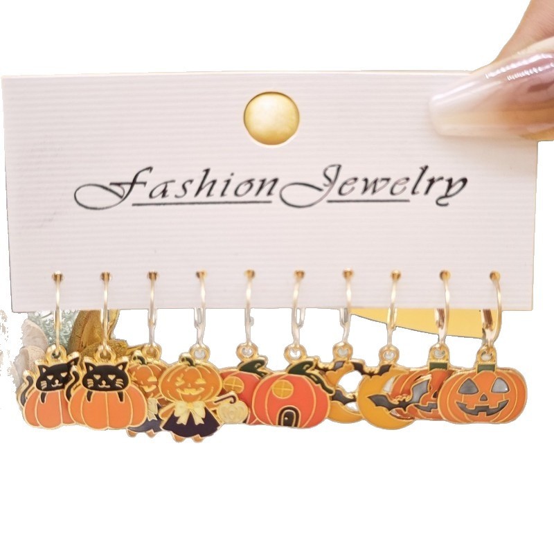 Halloween Earrings Set Ghost Pumpkin Devil Charms for Women