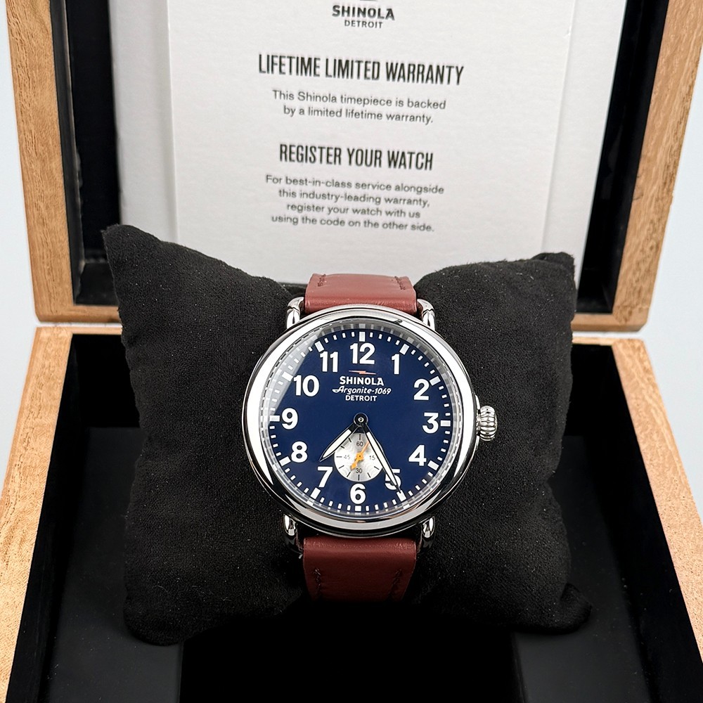 Men’s Shinola Runwell Argonite 1069 Midnight Blue Dial Quartz Watch 41mm