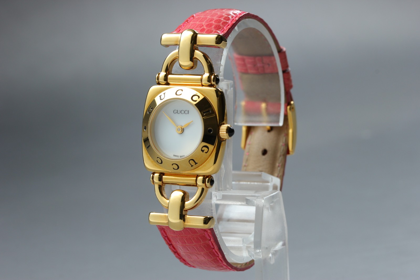 [Near MINT Full Set Box ] Gucci 6300L Horsebit 22mm White Gold Qz Women’s Watch