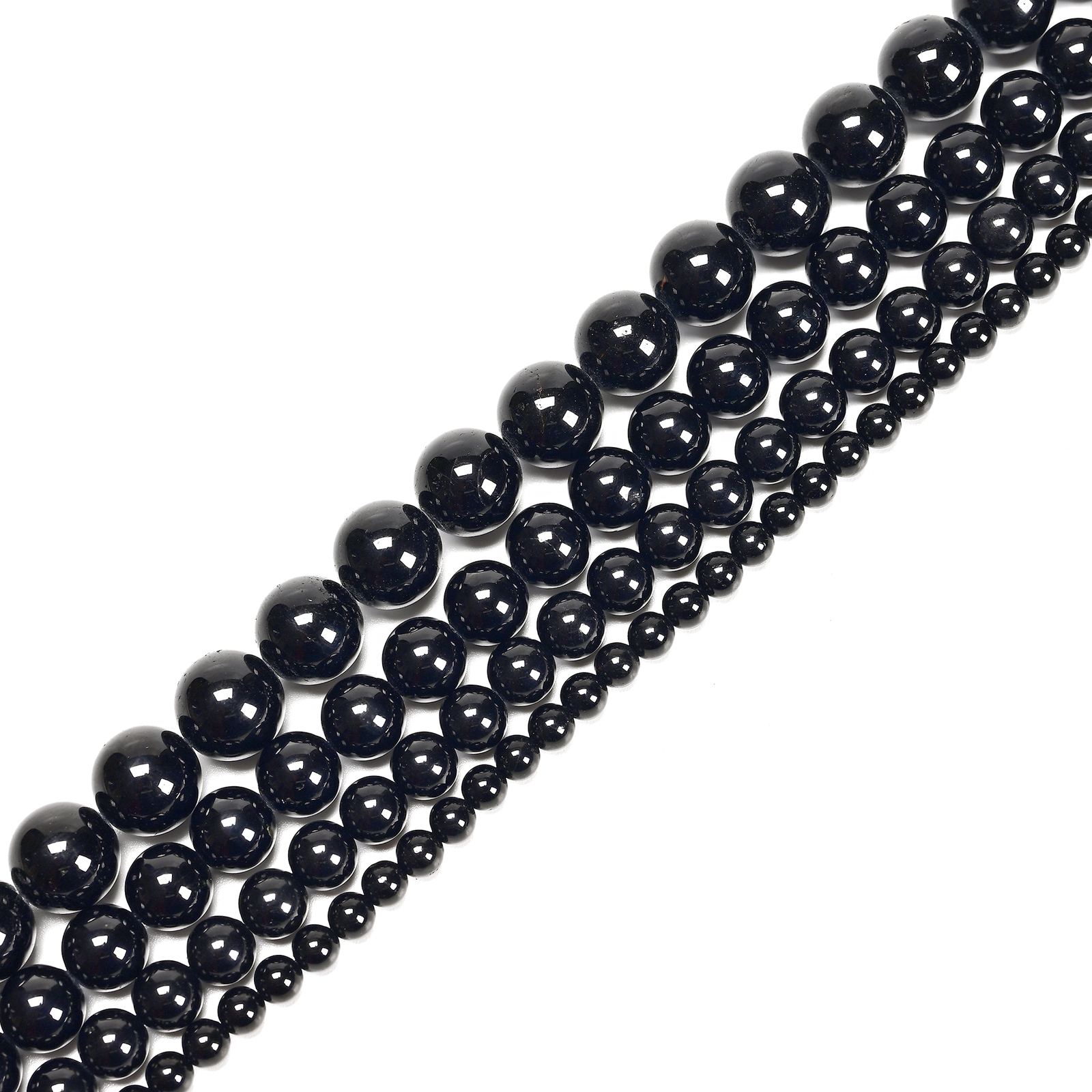 Natural Black Tourmaline Smooth Round Beads 4mm 6mm 8mm 10mm 12mm 14mm 15.5″Strd