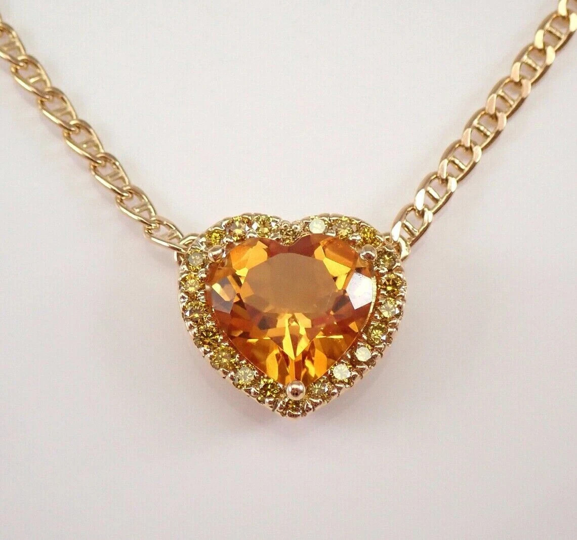 1.50Ctw Heart Cut Lab-Created Yellow Citrine Halo Pendant 14K Yellow Gold Plate