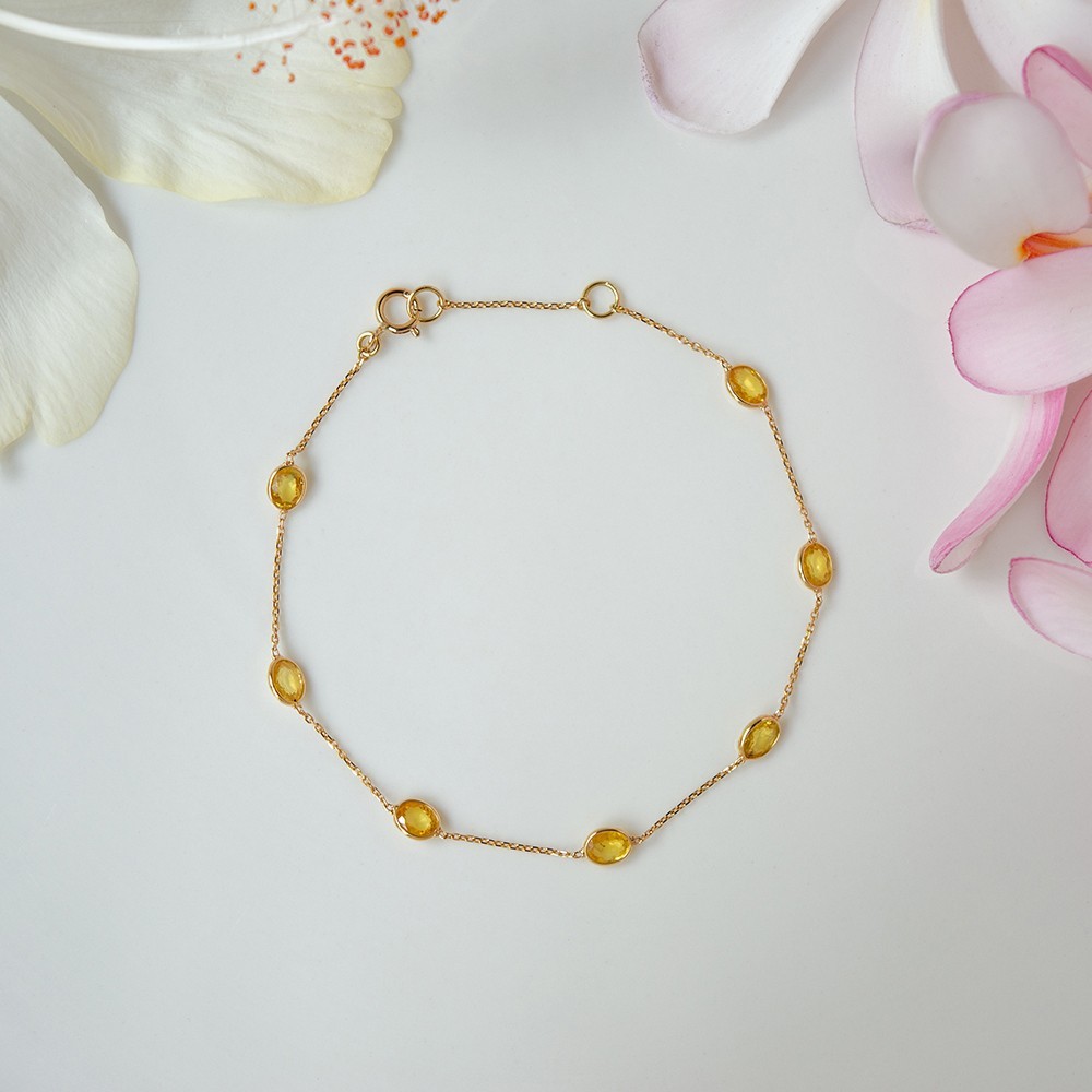 Yellow Sapphire 14K Gold Bracelet
