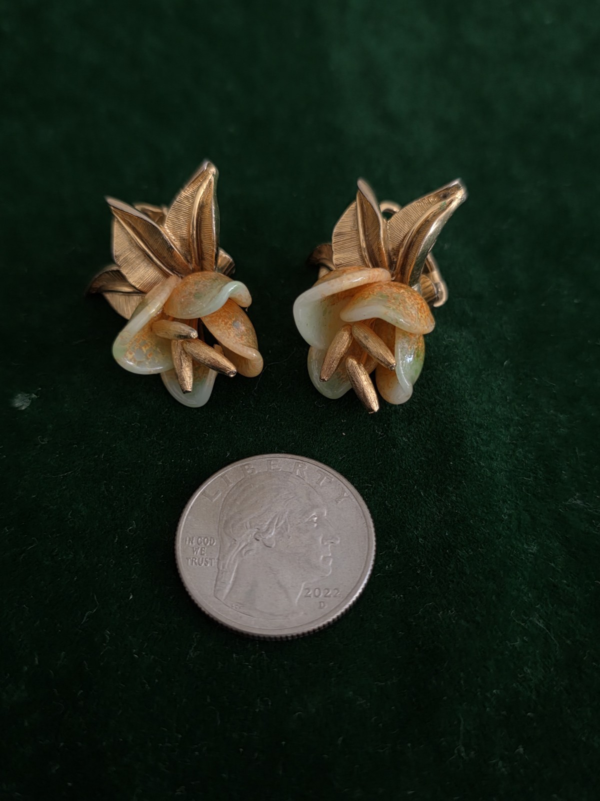 Ultra Rare Boucher Glass Petal Flower Earrings