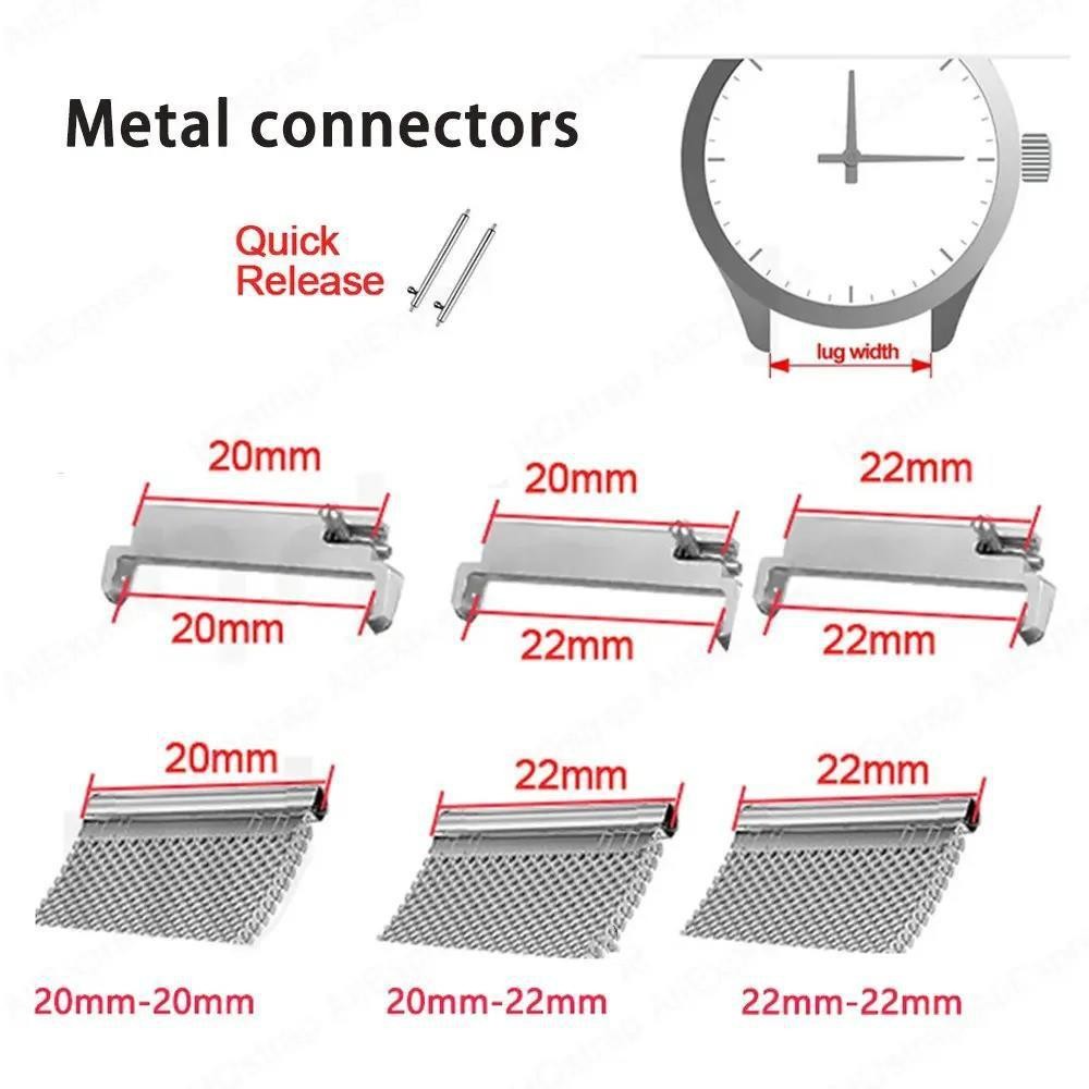2pcs Quick Release Watch Adapter Connector 20mm 22mm Metal Strap Converter