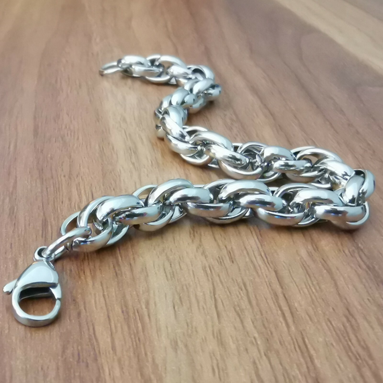 Shining 9mm S.steel Silver rope Link Chain Men’s Bracelet Necklace 7in–40in