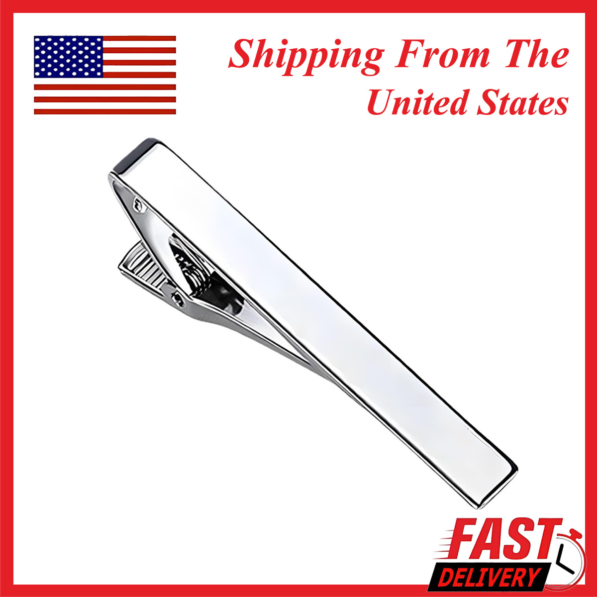 Silver Stainless Steel Tie Clip Bar Necktie Silver Mens Clasp Clamp 2.2″ Inches