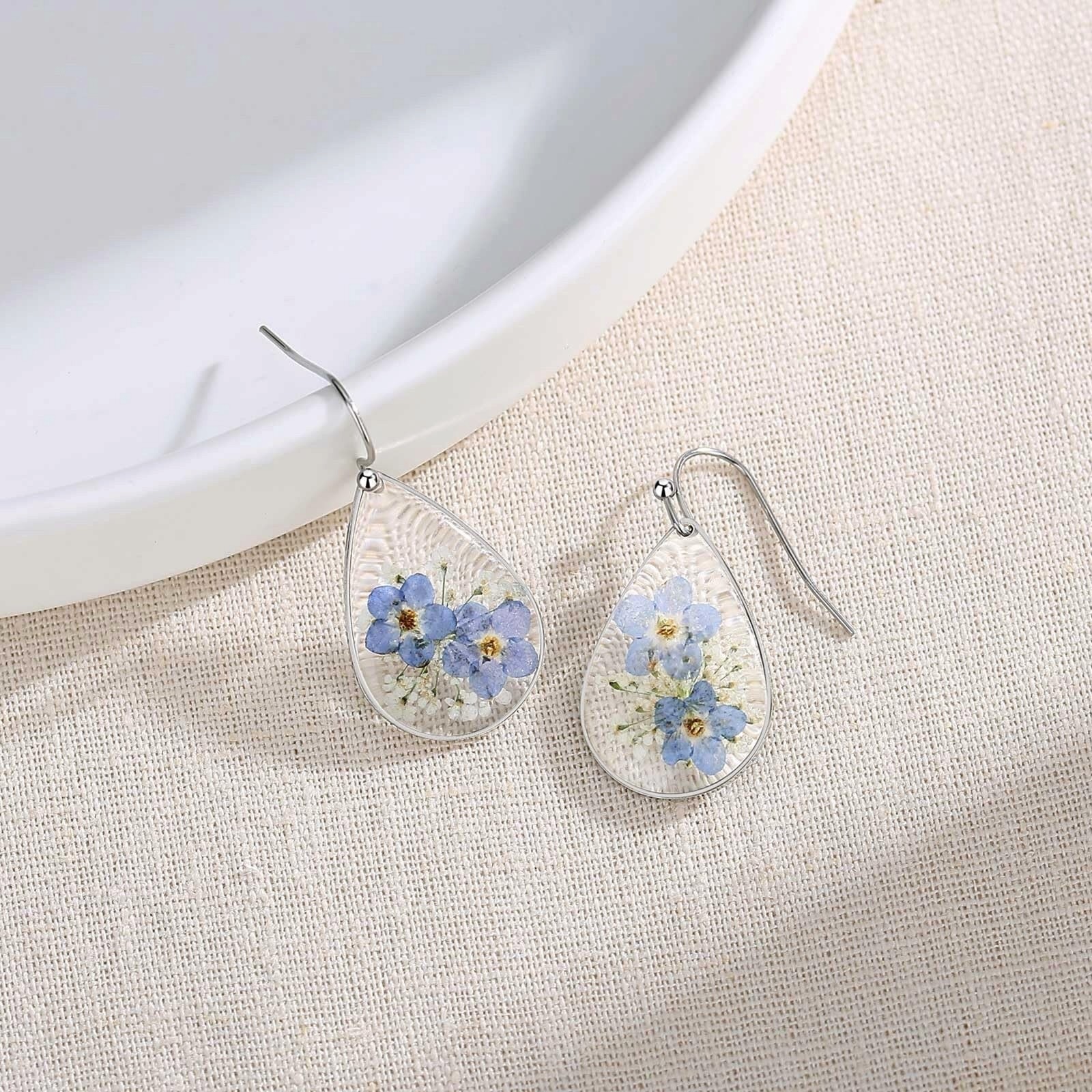 Flower Silver Plated Drop Earrings for Women Cubic Zirconia Lab-Created C2