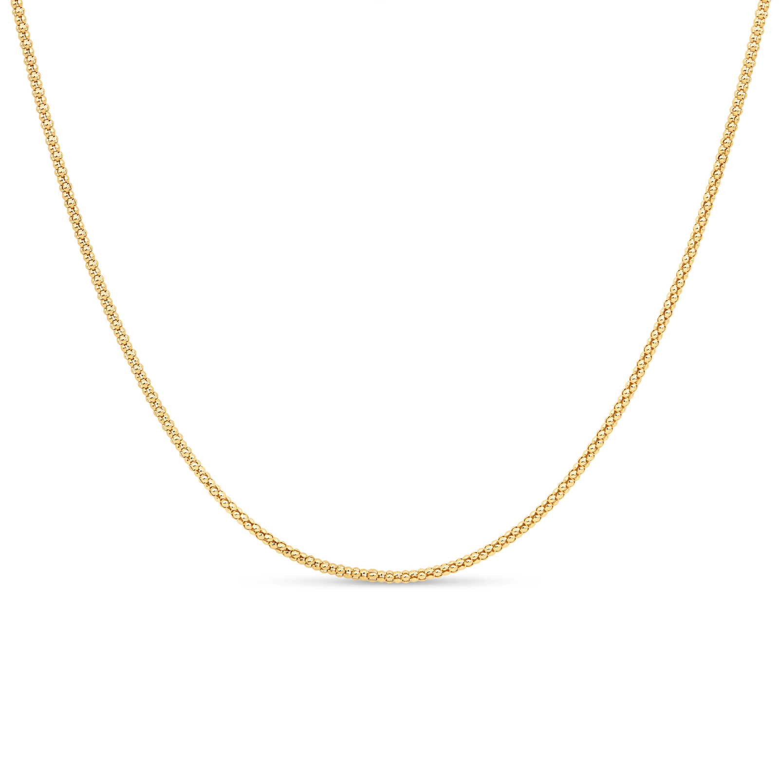 Gold Plated 925 Sterling Silver 2mm Italian Popcorn Coreana Chain – Woman Girl
