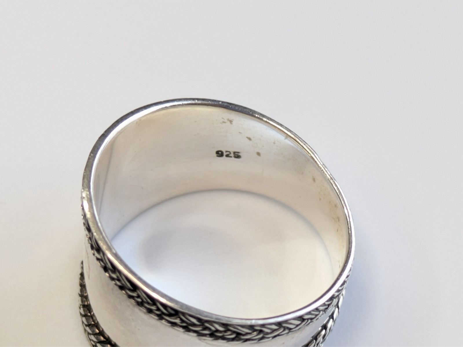 VTG Sterling Silver 925 Polished Braided Rope Edge 5/8″ Wide Sz 9 Band Ring