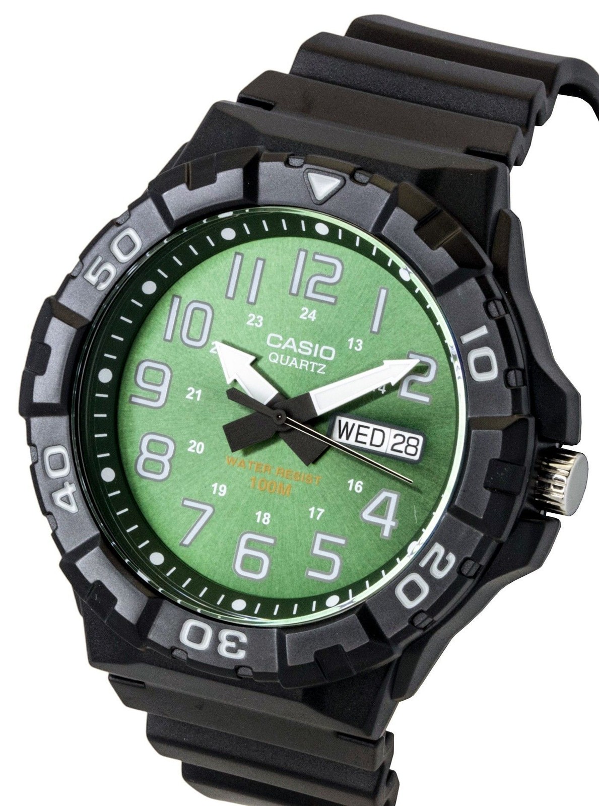 Casio Analog Green Dial Quartz Resin Strap Sports 100M MRW-210H-3BV Men’s Watch