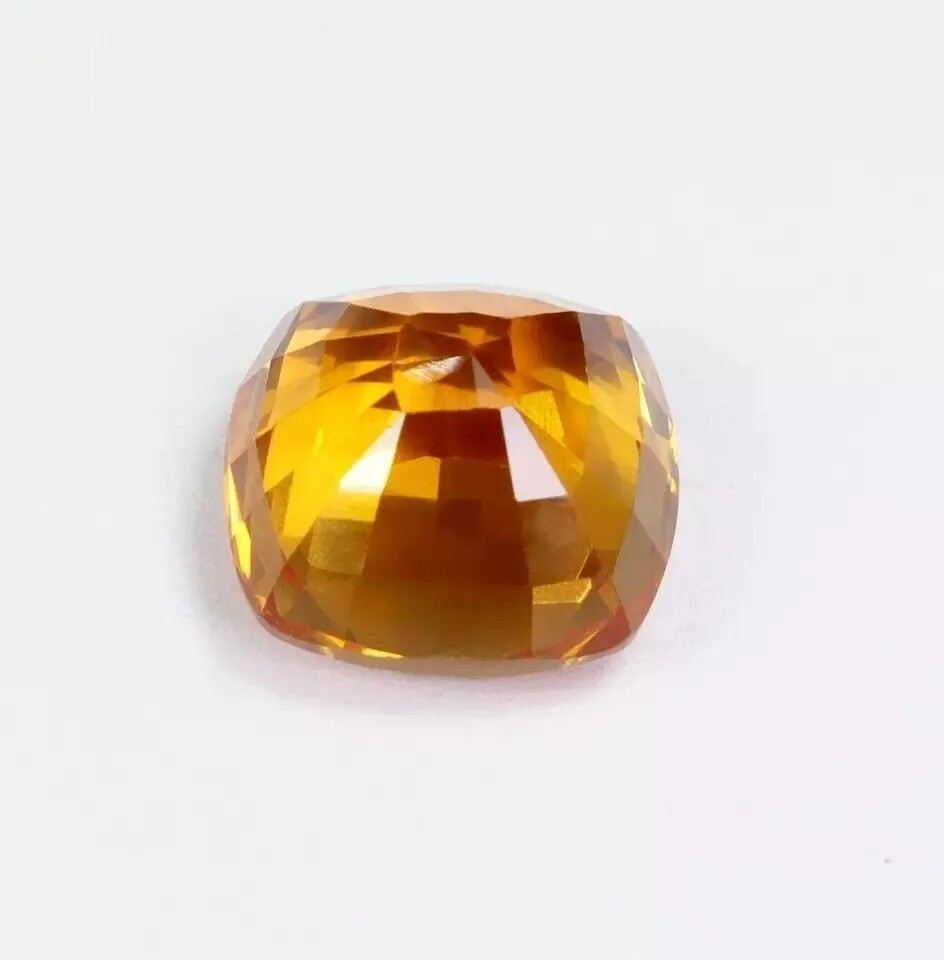 Certified AAA 6.45 Ct Natural Ceylon Orange Sapphire Cushion Cut Loose Gemstone