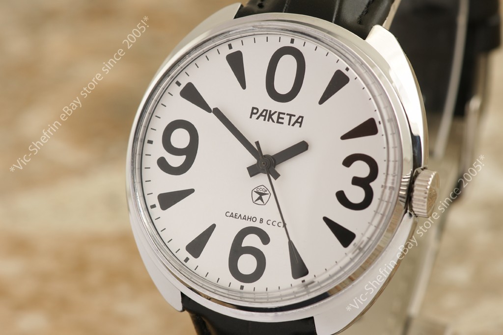 Ex RARE Russian USSR unique vintage mechanical wristwatch Raketa Big ZERO NOS!!