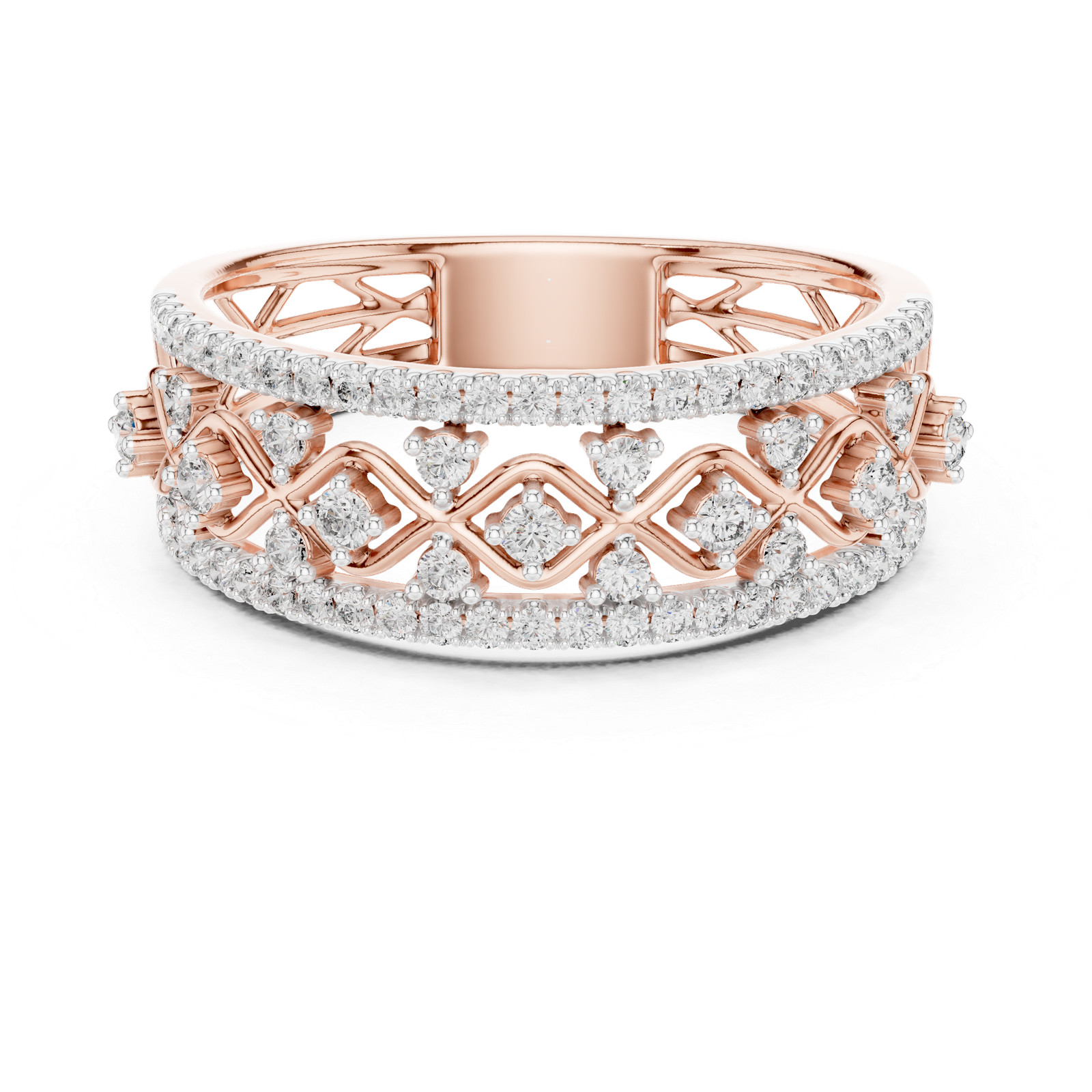 Natural Certified Diamond Prong Set Half Eternity Wedding Ring 14k Gold Over