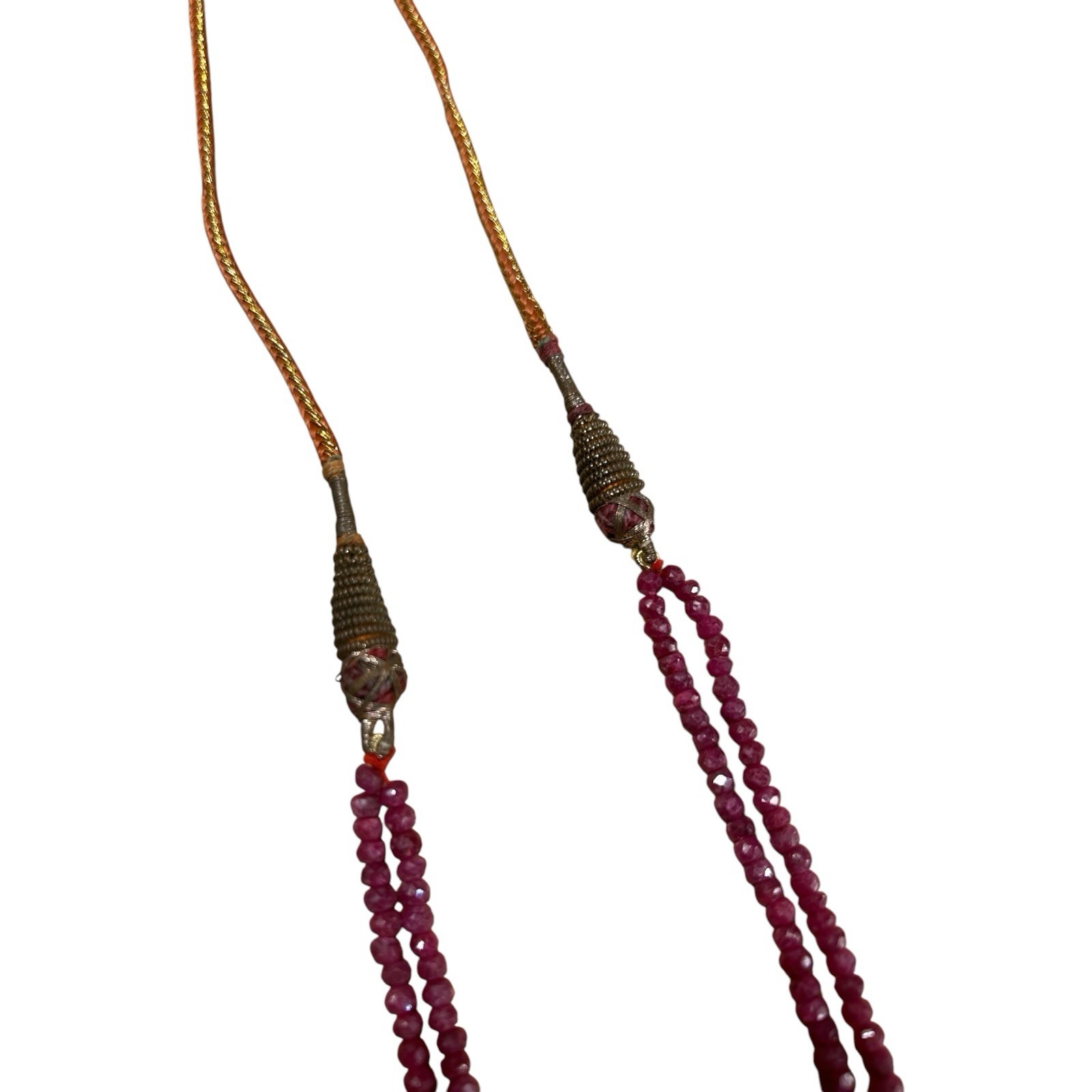 Genuine Ruby 3mm Faceted Rondelle Bead Double Strand Necklace 17.75 Inches