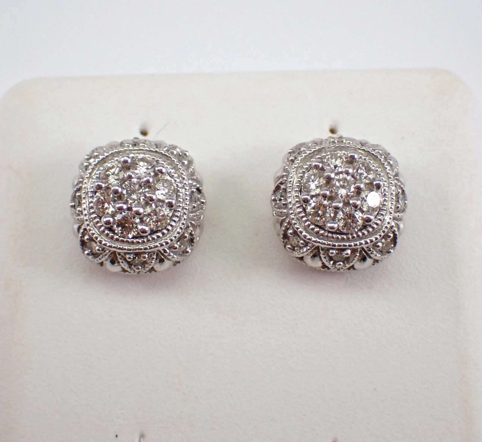 2Ct Round Simulated Diamond Unique Square Stud Earrings 14K White Gold Plated