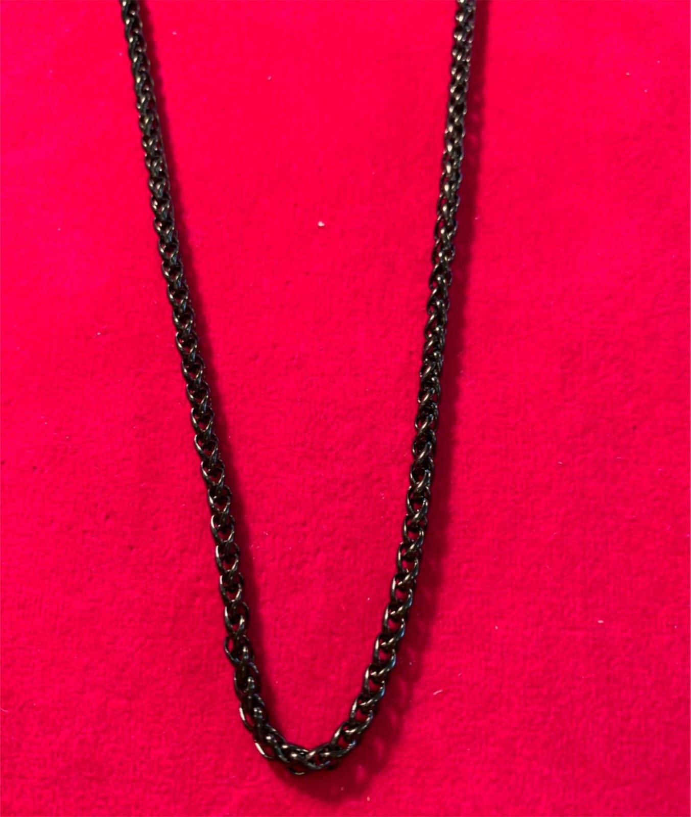 22 inch Unisex ,3mm Stainless Steel Black Plated Braided Wheat Necklace