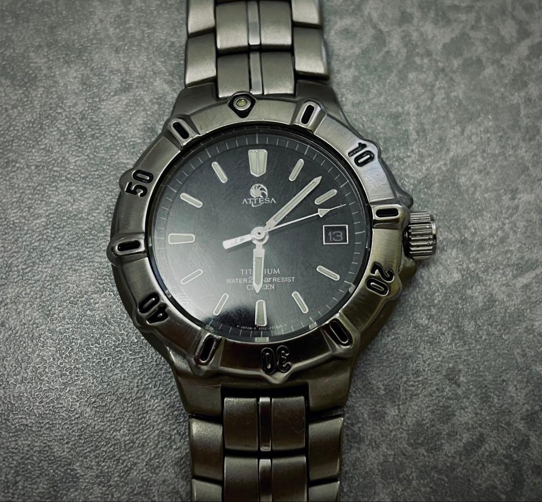 Antique CITIZEN ATTESA Titanium Quartz Diver’s Watch (with defects)