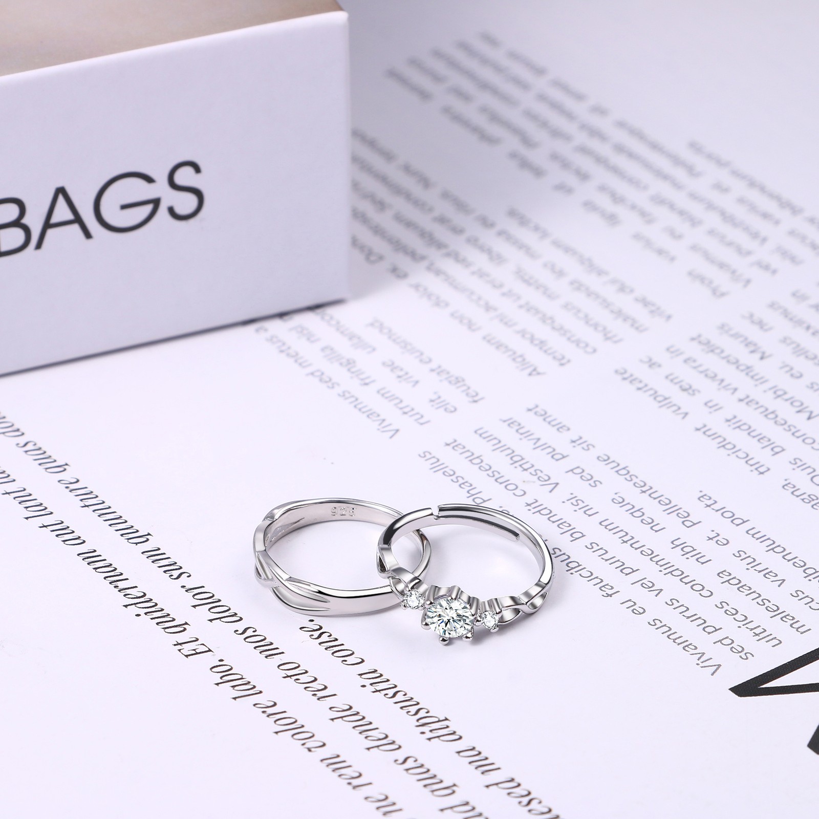 His Hers Infinity Knot Clear CZ Eternity Bands Set Couple Matching Promise Rings