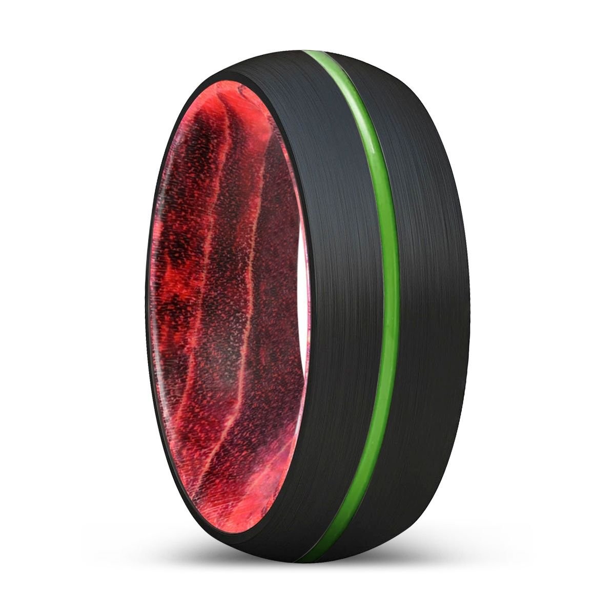 WAYDE | Tungsten Black Red Wood Inlay Ring 8mm