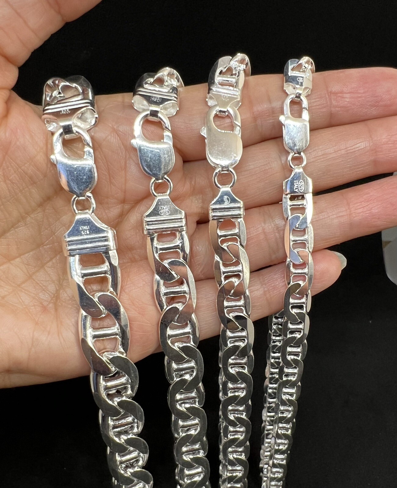 925 Sterling Silver Mariner Anchor Link Chain Men’s Necklace 8mm-13.5mm 18″-30″