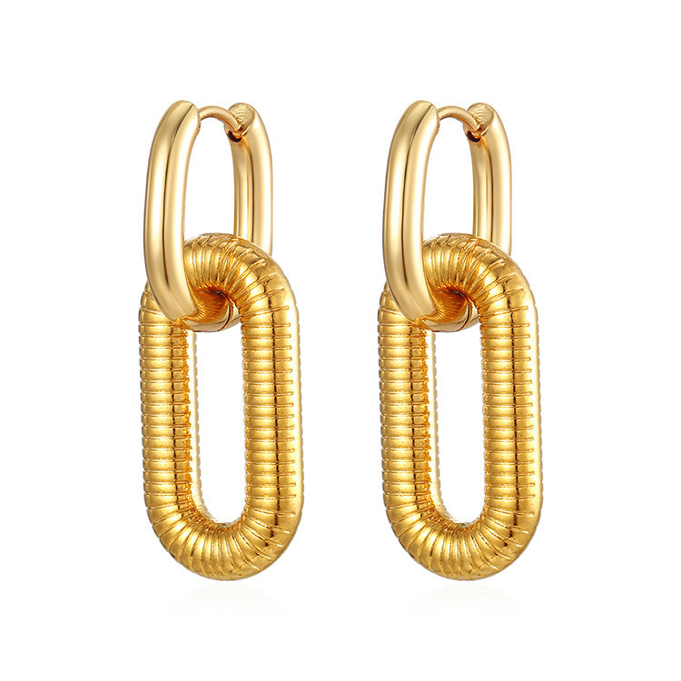 Chunky Chain Link Hoop Earrings for Women Gold or Silver Stainless Steel Ging…
