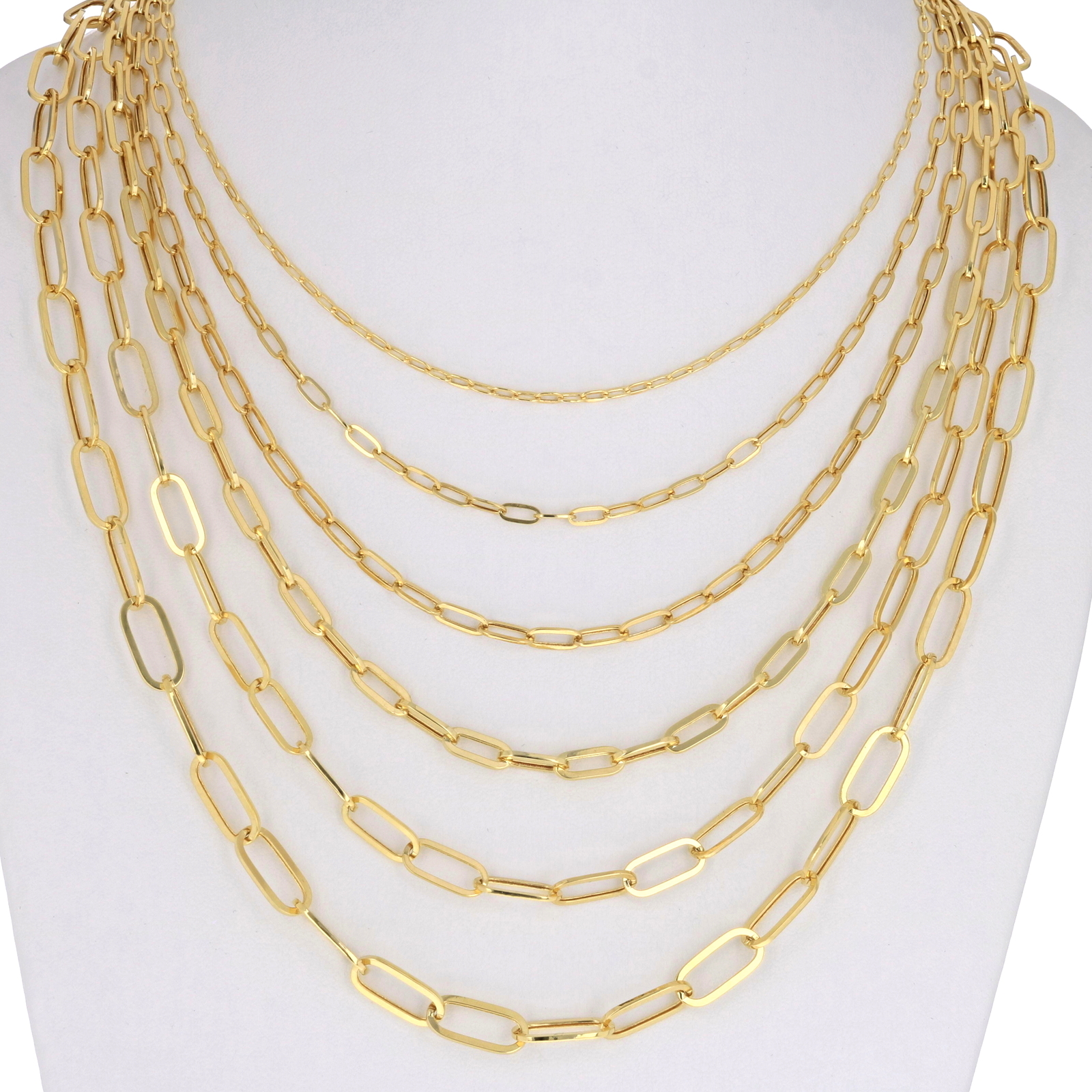14k Yellow Gold Paperclip 3mm-7mm Chain Cable Rolo Link Pendant Necklace 16″-24″