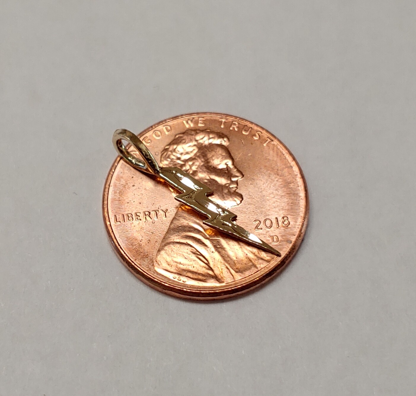 New 14k Yellow Gold Tiny Lightning Bolt Charm Pendant