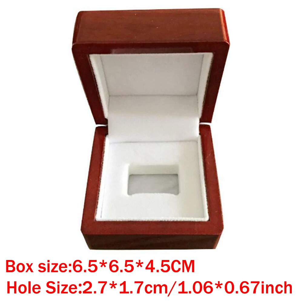 Single Hole Championship Ring Display Collection Case Wood Box Storage 2PACK US