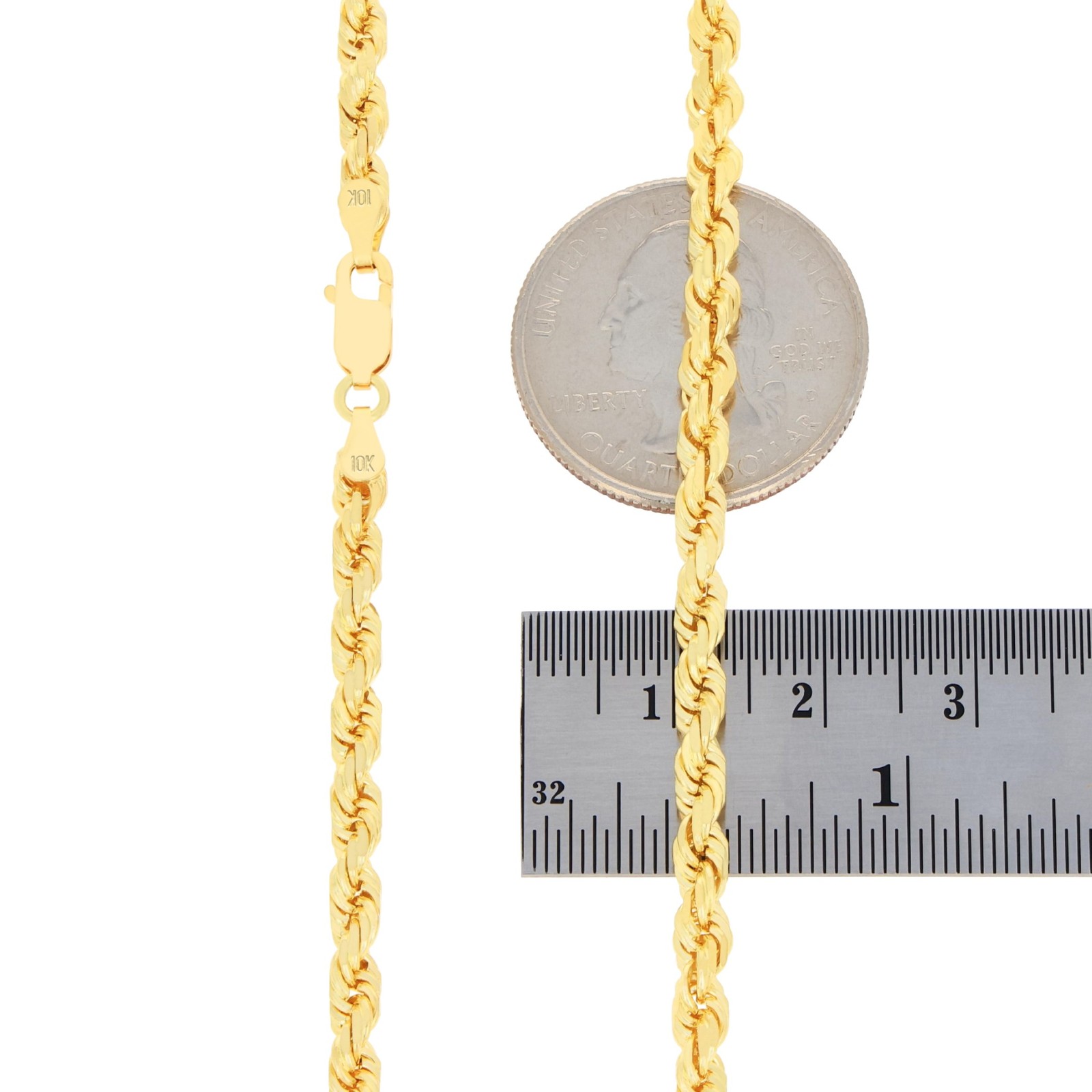 10K Yellow Gold 4mm Diamond Cut Rope Chain Bracelet Men Women 7″ 7.5″ 8″ 8.5″ 9″