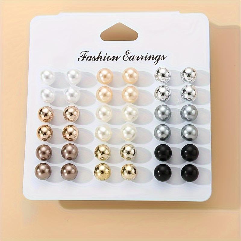 18 Pair Elegant Multi-color Imitation Pearl Stud Earrings Korean Jewelry Set New