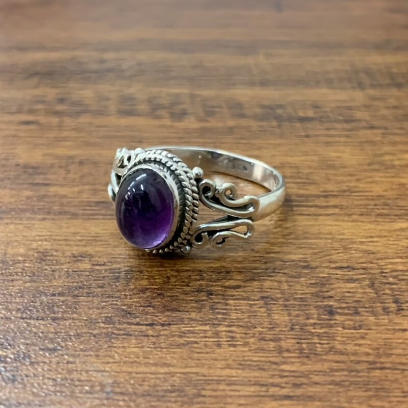 Amethyst Silver Ring 925 Sterling Handmade Ring Free Shipping Any Size