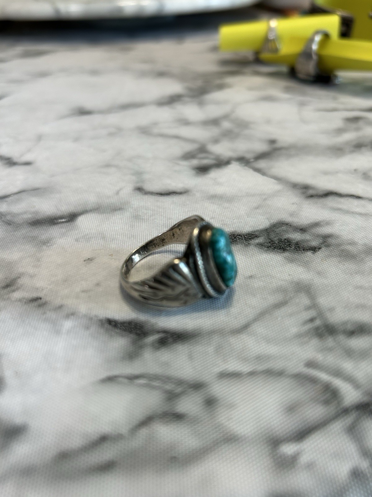Sterling silver Oval Blue Turquoise Bezel Set Size 10 mens