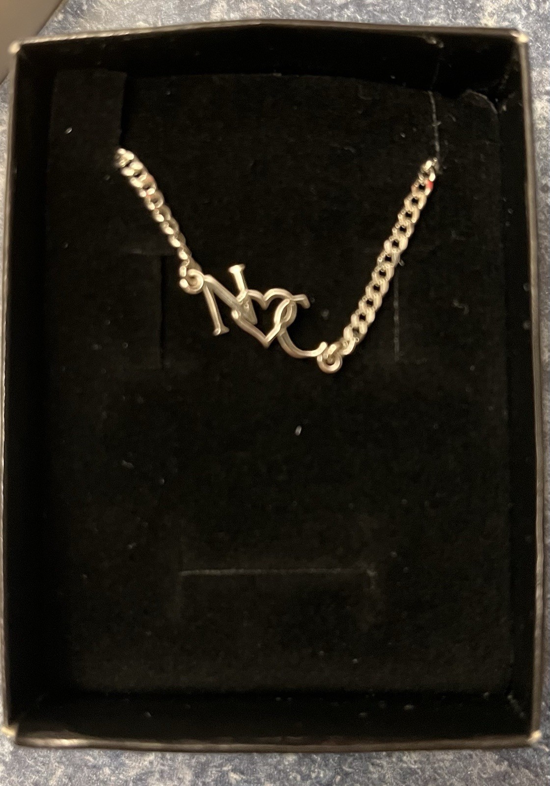 Sterling silver bracelet Letters N and C Cable Chain Metal Asymmetrical