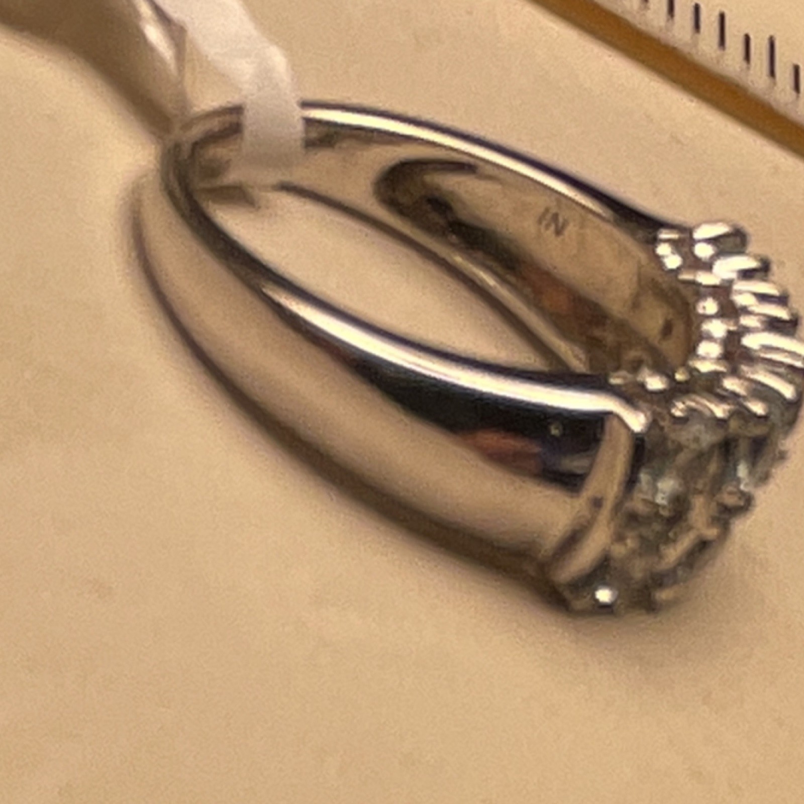 QJ 925 Sterling Silver Clear Stone Multi Row Ring Size 7 Tagged 5g