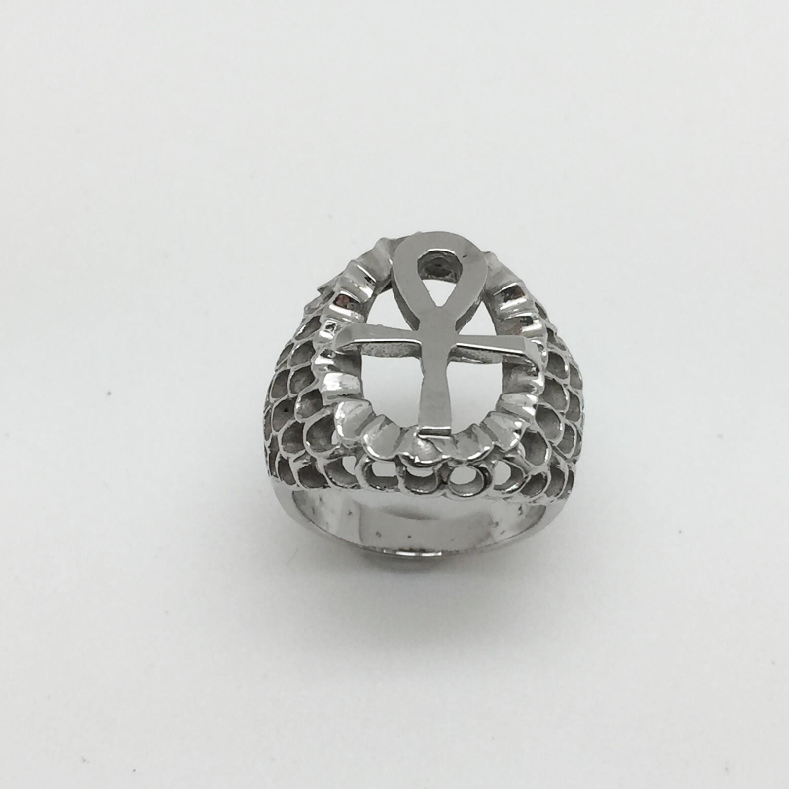 Egyptian Ankh Symbol Ring Sterling Silver Size 2.75 Small Pinky Cut-out 5.3 gram